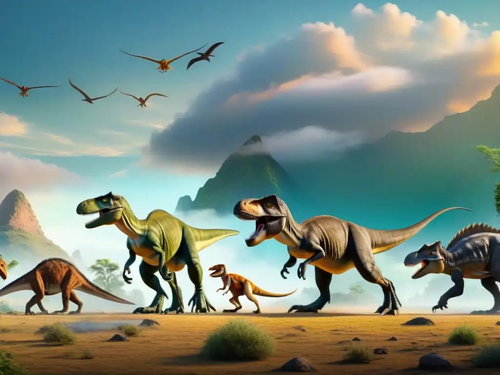 Evolución de los terópodos: ilustración detallada Ilustración detallada de la evolución de dinosaurios terópodos en la cultura popular