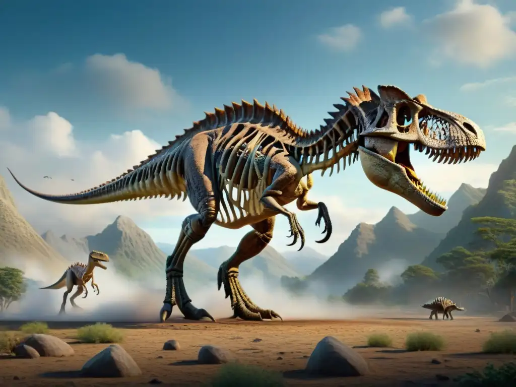 Comparación detallada de esqueletos de Velociraptor y Triceratops Comparación detallada de estructuras óseas de dinosaurios bípedos y cuadrúpedos, como Velociraptor y Triceratops