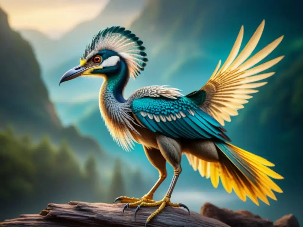 Fósil de Archaeopteryx: detalle excepcional de plumas y estructura ósea Ilustración detallada de un fósil de Archaeopteryx, destacando su estructura de plumas y características esqueléticas