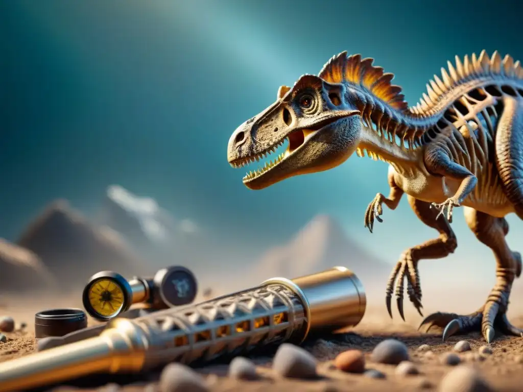 Fósil de dinosaurio con plumas: detalle en 8k Detalle en 8k de un fósil de dinosaurio emplumado, mostrando su estructura y plumaje