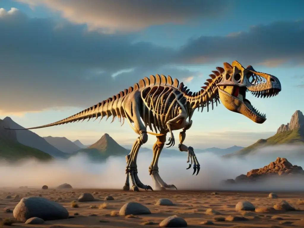 Estructura ósea de dinosaurio cuadrúpedo: poder y estabilidad Detalle impresionante de la estructura ósea de un dinosaurio cuadrúpedo, resaltando su robustez y adaptaciones únicas