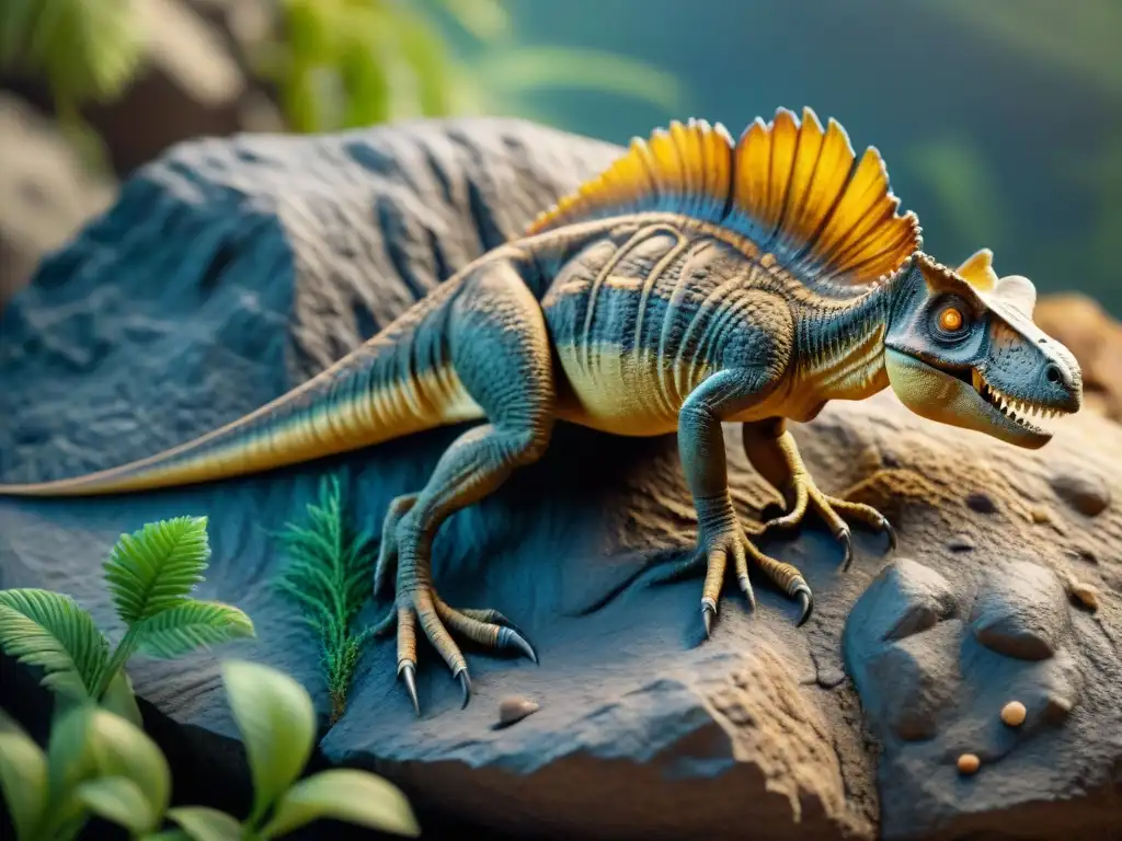 Fósil de dinosaurio: detalle erosionado por lluvia ácida Detalle impresionante de fósil de dinosaurio deteriorado por lluvia ácida