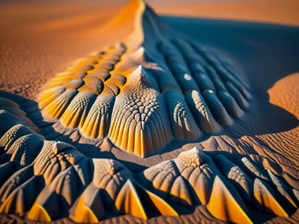 Detalle asombroso: pata de dinosaurio adaptada al calor del desierto Detalle impresionante del pie de un dinosaurio adaptado al calor extremo del desierto