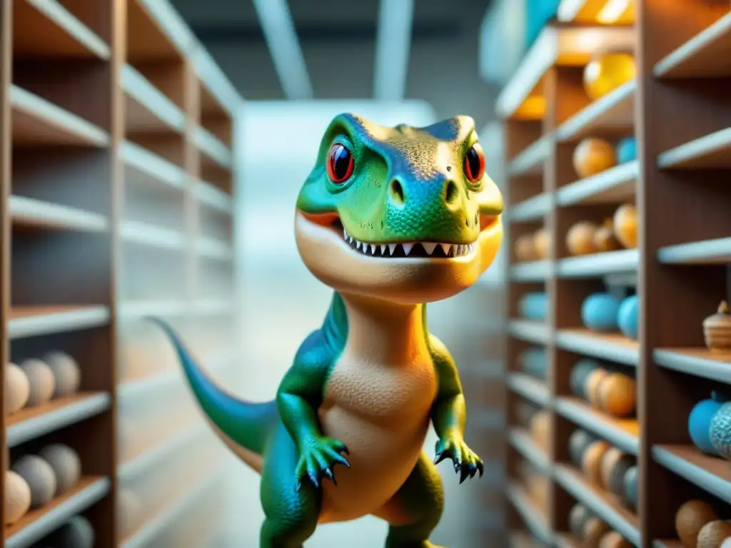 Detalle del juguete TRex de edición limitada, con escamas intrincadas y realistas