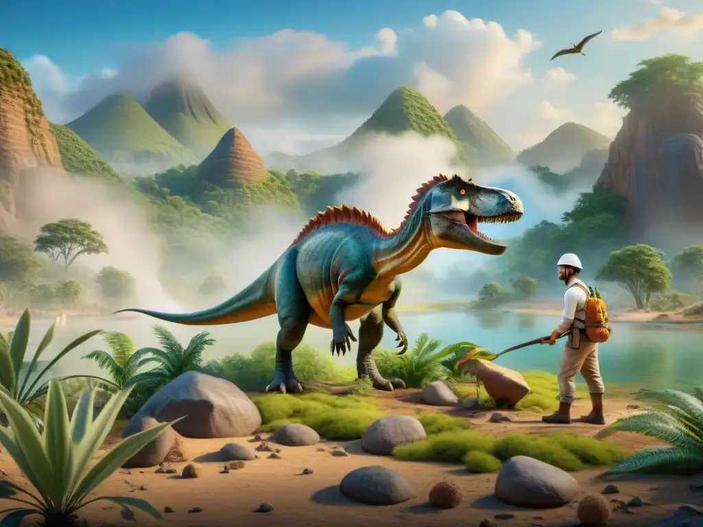 Reconstrucción detallada hábitat dinosaurios Emocionante reconstrucción de hábitats de dinosaurios por paleontólogos, detallando paisaje prehistórico