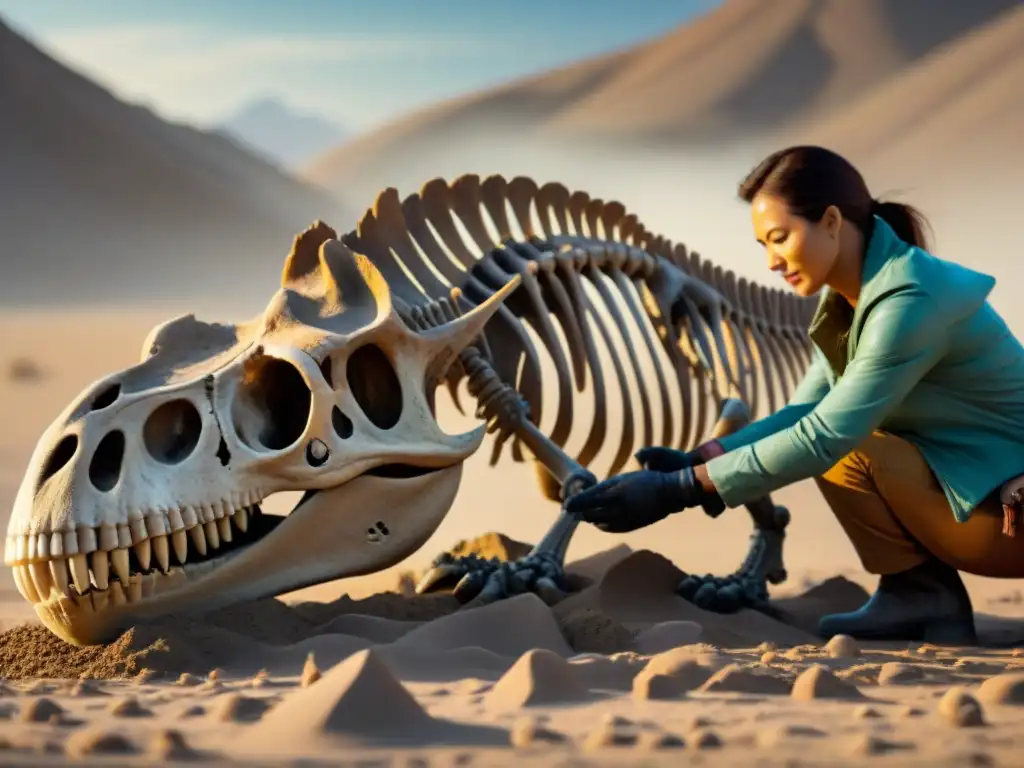 Emocionante excavación de un fósil de Tyrannosaurus rex en un desierto remoto
