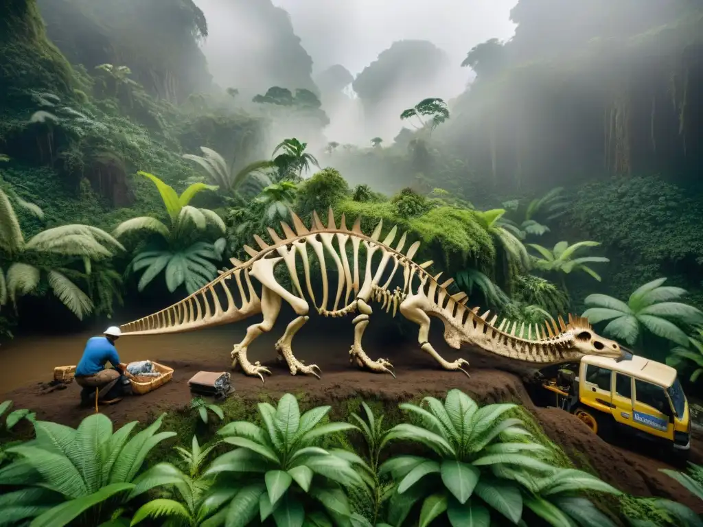 Excavación de dinosaurios en la Amazonia: descubriendo la historia jurásica Emocionante excavación de fósiles de dinosaurios en el exuberante Amazonas