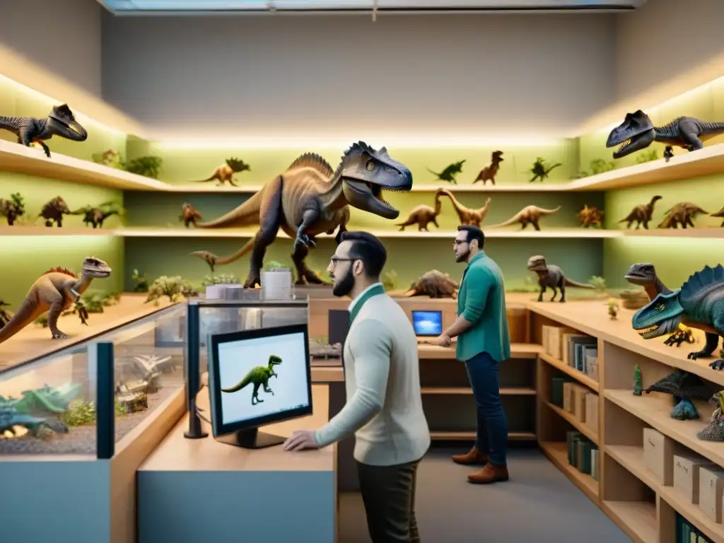 Desarrolladores de videojuegos investigan fósiles de dinosaurios Un equipo de desarrolladores de videojuegos estudia fósiles de dinosaurios en un laboratorio paleontológico