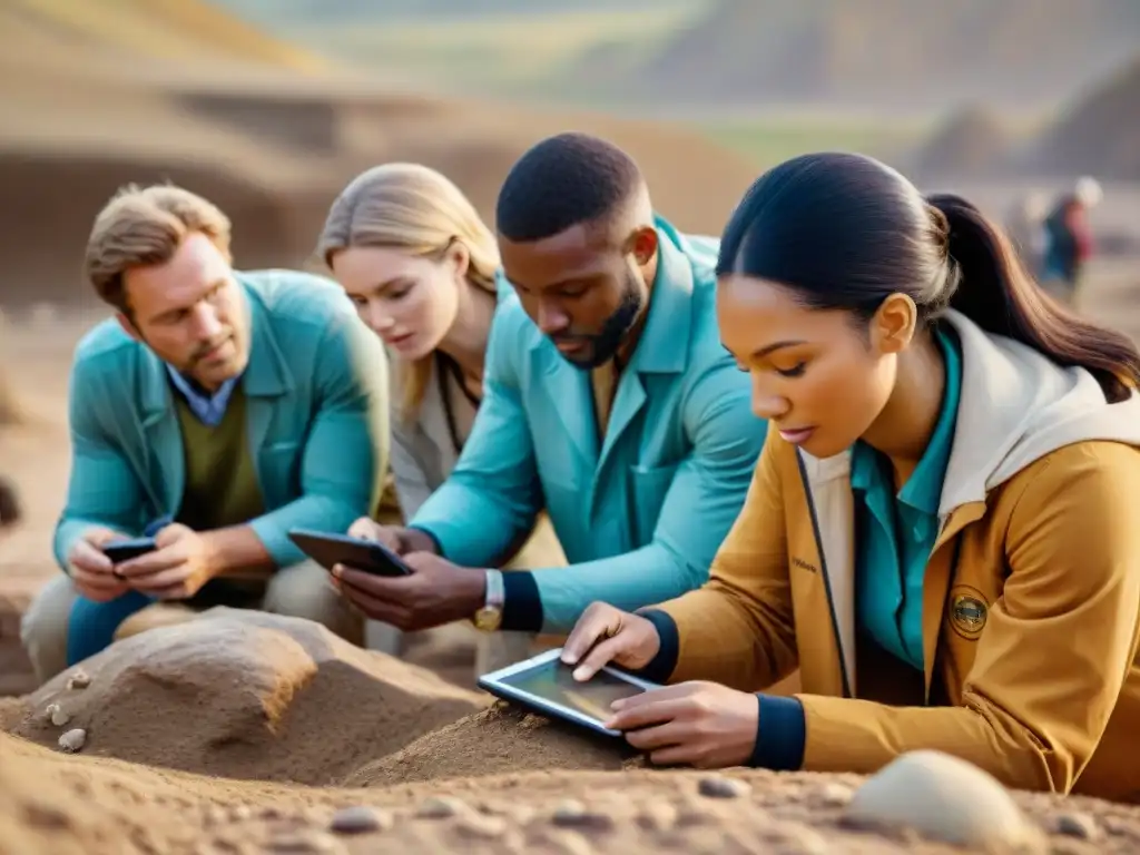 Un equipo diverso de científicos y entusiastas busca fósiles con apps colaborativas en un yacimiento