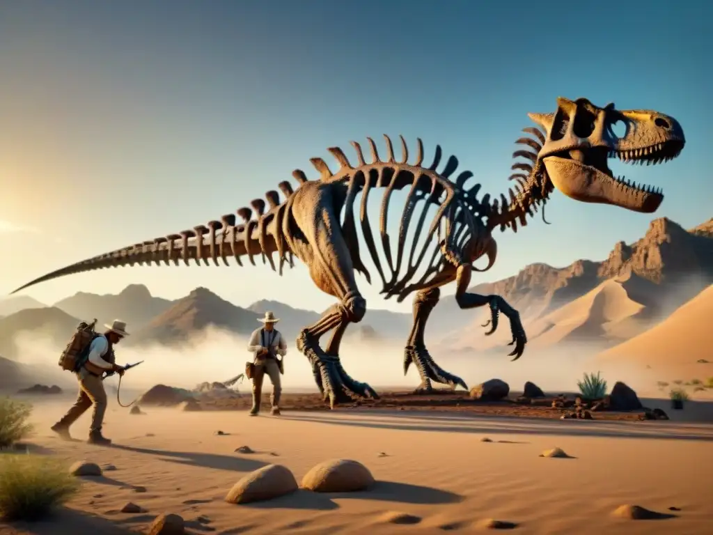 Un equipo de paleontólogos excava un esqueleto de dinosaurio en el desierto, revolucionando la percepción de estos seres en la cultura popular