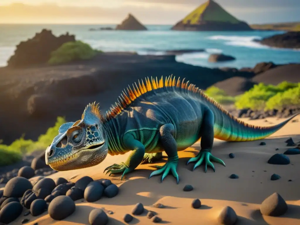 Equipo de paleontólogos excavando un esqueleto de dinosaurio en las Islas Galápagos, evolución dinosaurios islas galápagos