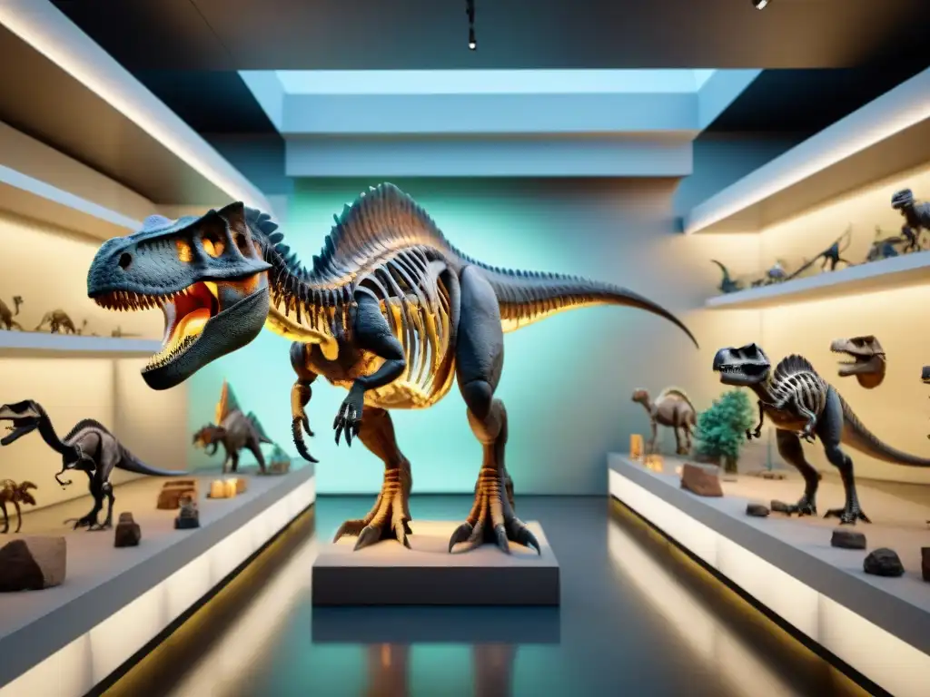 Equipo de paleontólogos reconstruye dinosaurio con tecnología avanzada Equipo de paleontólogos reconstruyendo esqueleto de dinosaurio con tecnología avanzada
