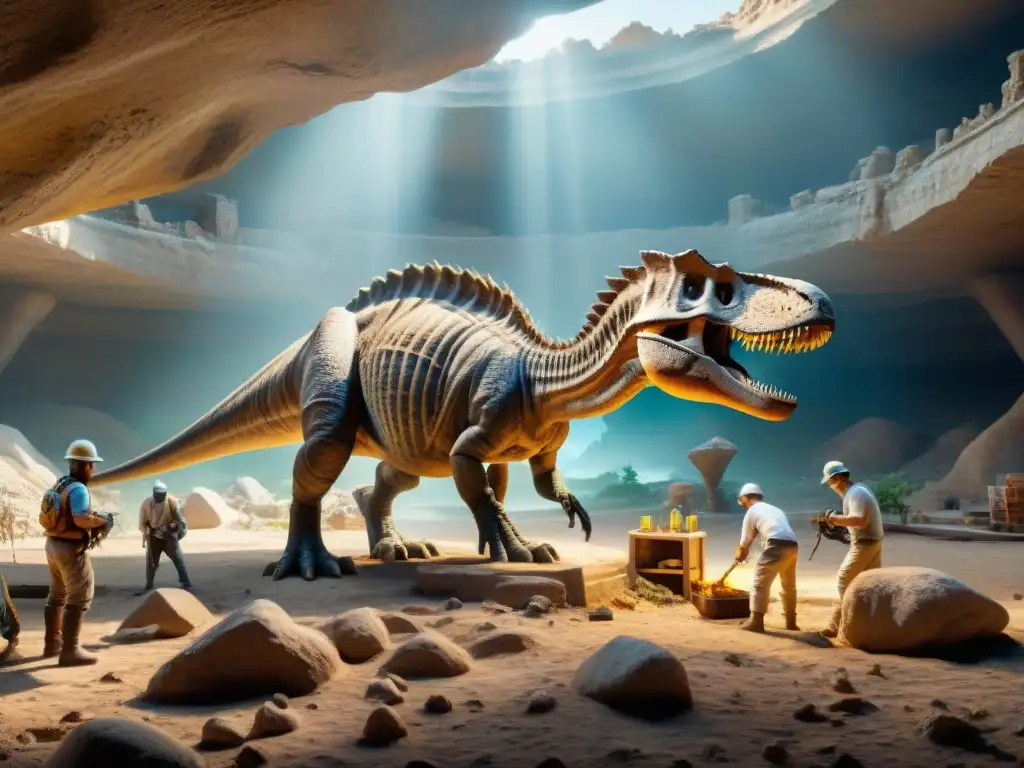 Excavación paleontológica: colaboración ética y competencia científica Un equipo de paleontólogos compite éticamente en la excavación de fósiles de dinosaurios