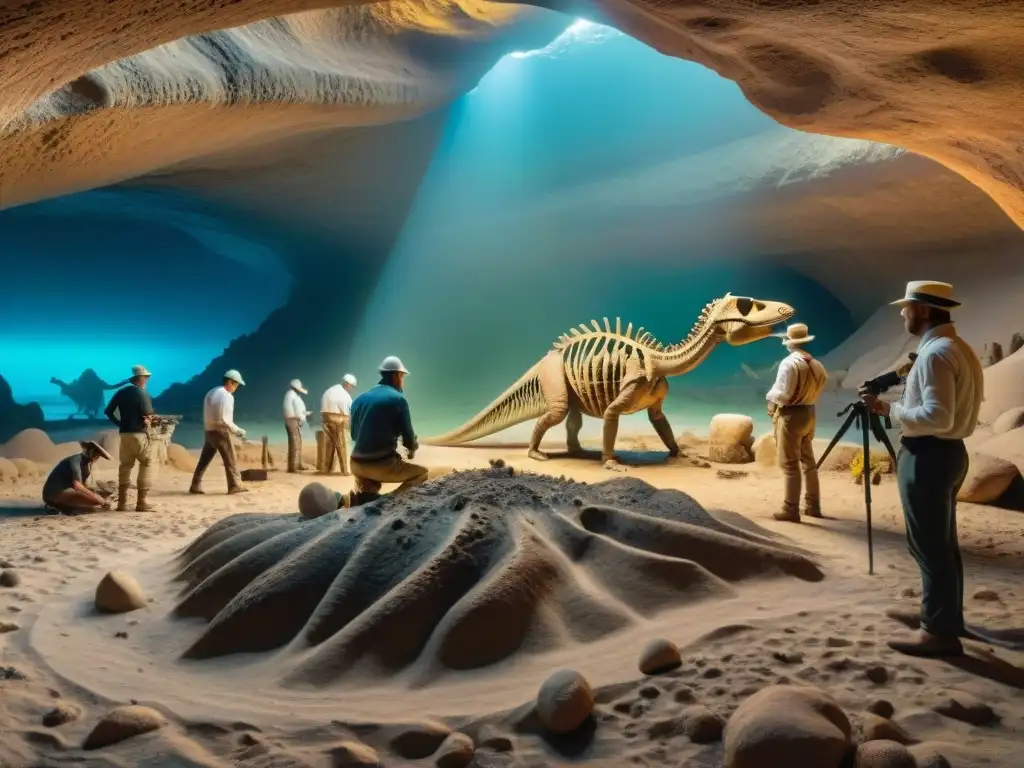 Un equipo de paleontólogos excava con precisión un hábitat jurásico, revelando fósiles antiguos