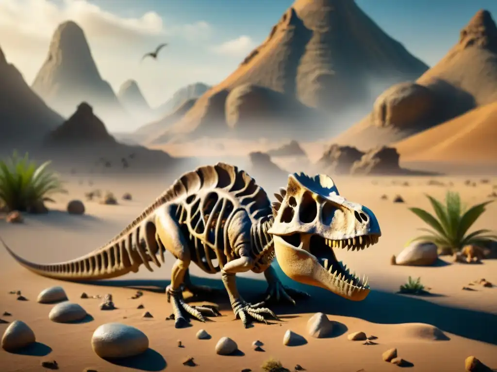 Paleontólogos excavan esqueleto de dinosaurio en desierto, con logo Jurassic Park