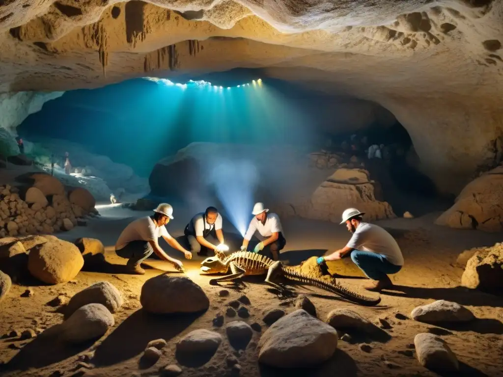 Excavación de fósil de dinosaurio en cueva mítica de Creta Excavación de fósil de dinosaurio en cueva de Creta: fusión de descubrimiento paleontológico y mitología griega