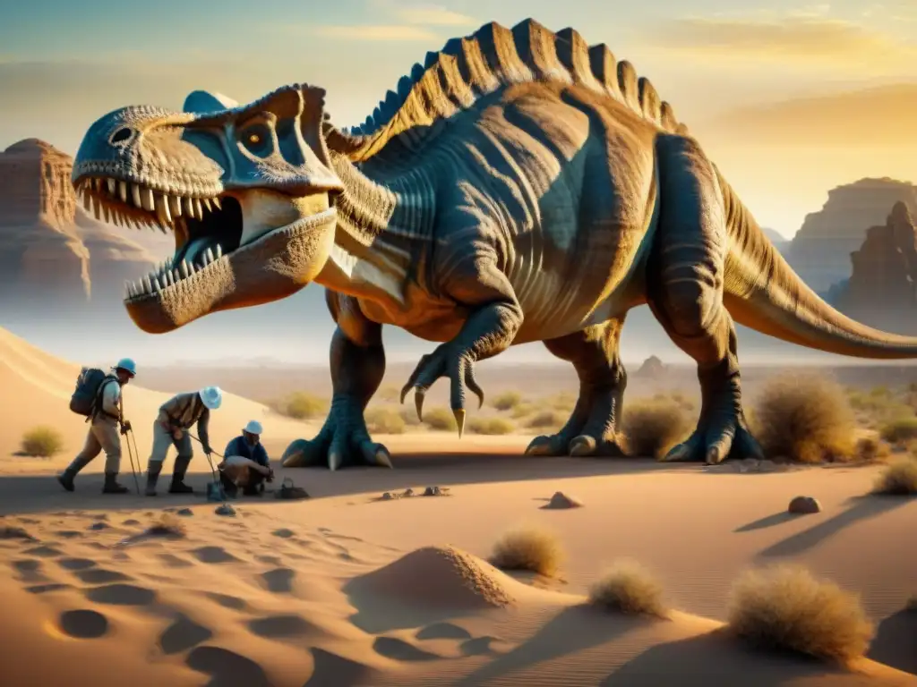 Expedición paleontológica: descubriendo un fósil gigante en el desierto Expediciones paleontológicas en desiertos remotos: científicos excavan fósil gigante bajo el sol del desierto