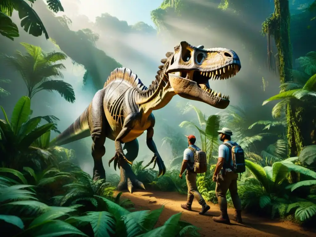 Exploradores modernos descubren esqueleto de dinosaurio en la jungla