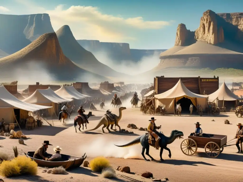 Fiebre de los Fósiles: Excavación en el Salvaje Oeste La fiebre de los fósiles cobra vida en un animado pueblo del Oeste del siglo XIX, con cowboys y mineros explorando un yacimiento paleontológico
