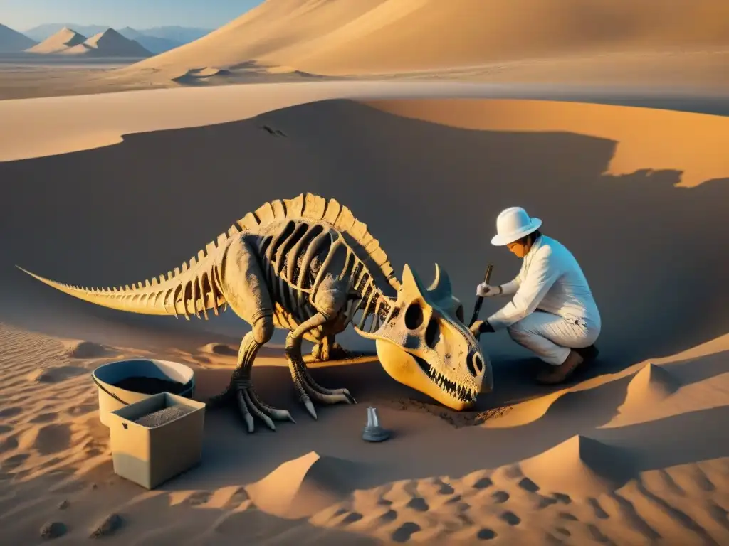 Descubrimiento de fósil de dinosaurio en Gobi: detalle y precisión Paleontólogos excavan fósiles en desierto, redefinen línea temporal dinosaurios
