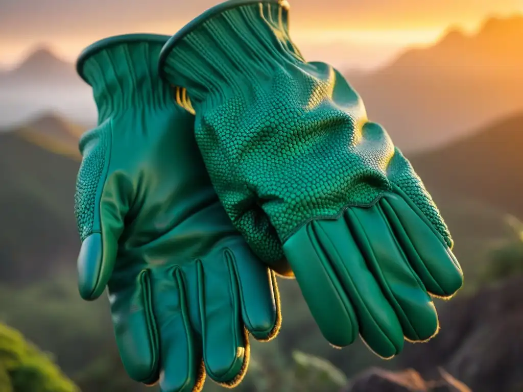 Guantes de dinosaurio: escamas y garra en la jungla prehistórica Guantes dinosaurio en la jungla, detalle y estilo para los amantes de la moda