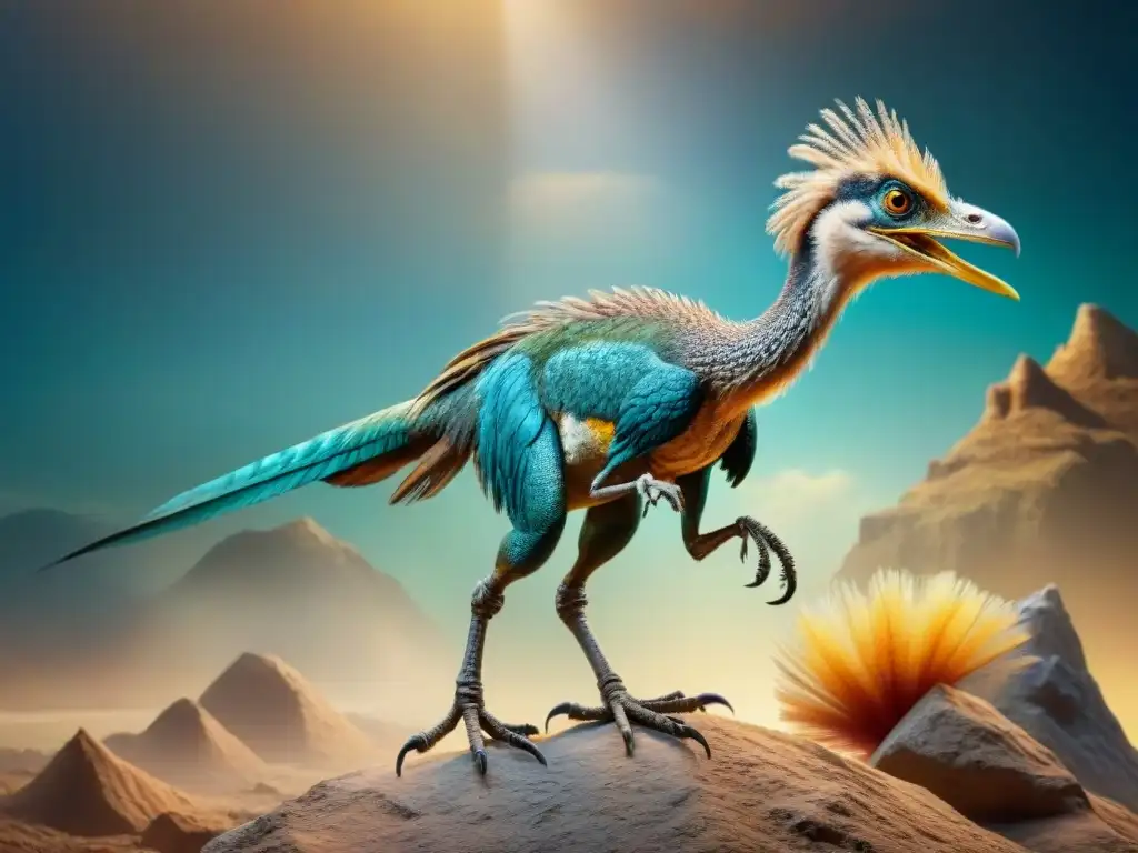 Fósil de Archaeopteryx: Evolución del vuelo Impactante fósil de Archaeopteryx, revelando la evolución del vuelo en dinosaurios en un museo