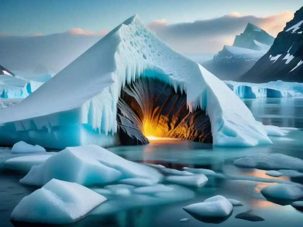 Fósil antiguo en glaciar derretido por cambio climático Impactante imagen: fósil antiguo expuesto en glaciar derritiéndose, ilustrando el efecto del cambio climático en la datación de fósiles