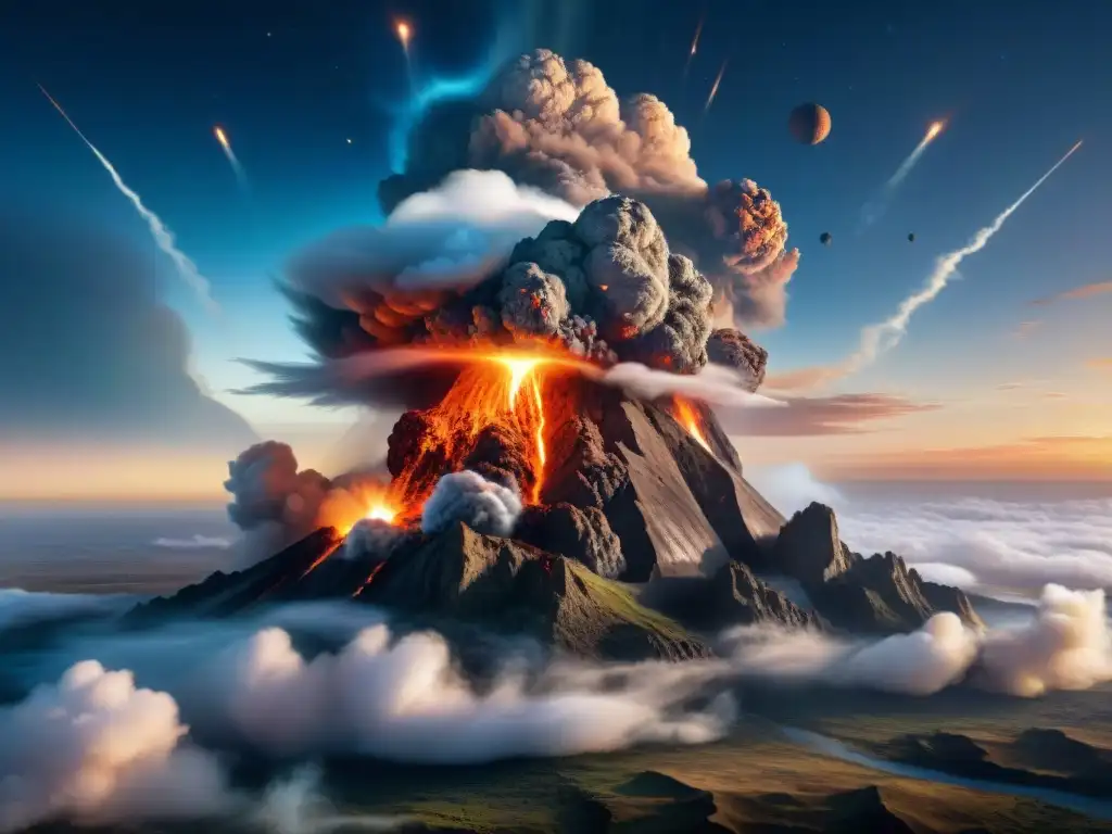 Impacto asteroidal: colisión catastrófica entre asteroide y la Tierra Impacto devastador de asteroide en la Tierra, ilustrando extinciones masivas por impacto asteroides