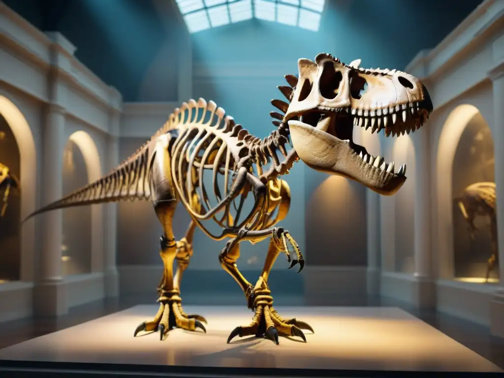 Impresionante esqueleto de Tyrannosaurus rex en museo de historia natural