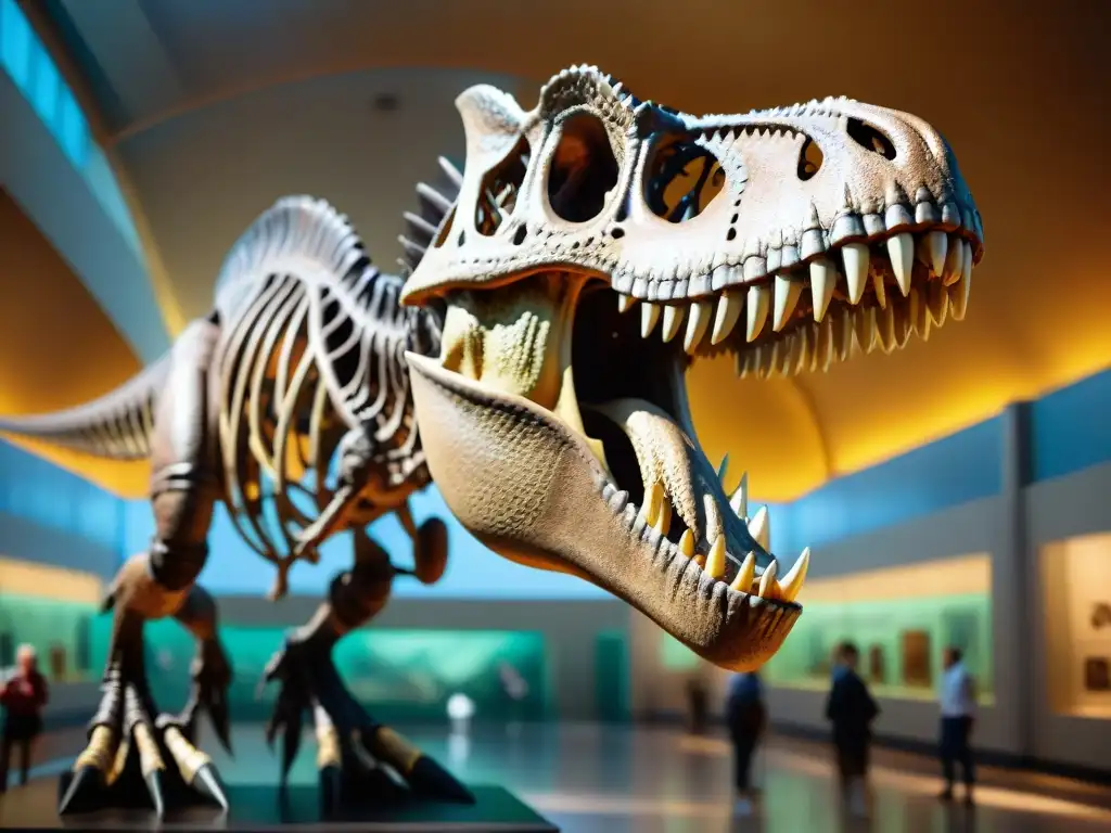 Impresionante esqueleto de un Tiranosaurio rex en un museo de historia natural dinosaurios