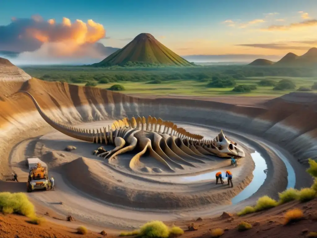 Excavación paleontológica: descubrimiento de fósiles de dinosaurios en 8k Una impresionante excavación paleontológica revela fósiles de dinosaurios perfectamente conservados