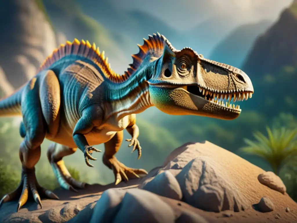 Fósil de dinosaurio en roca antigua: detalle y rareza Impresionante fósil de dinosaurio en roca antigua, destacando detalles y rareza