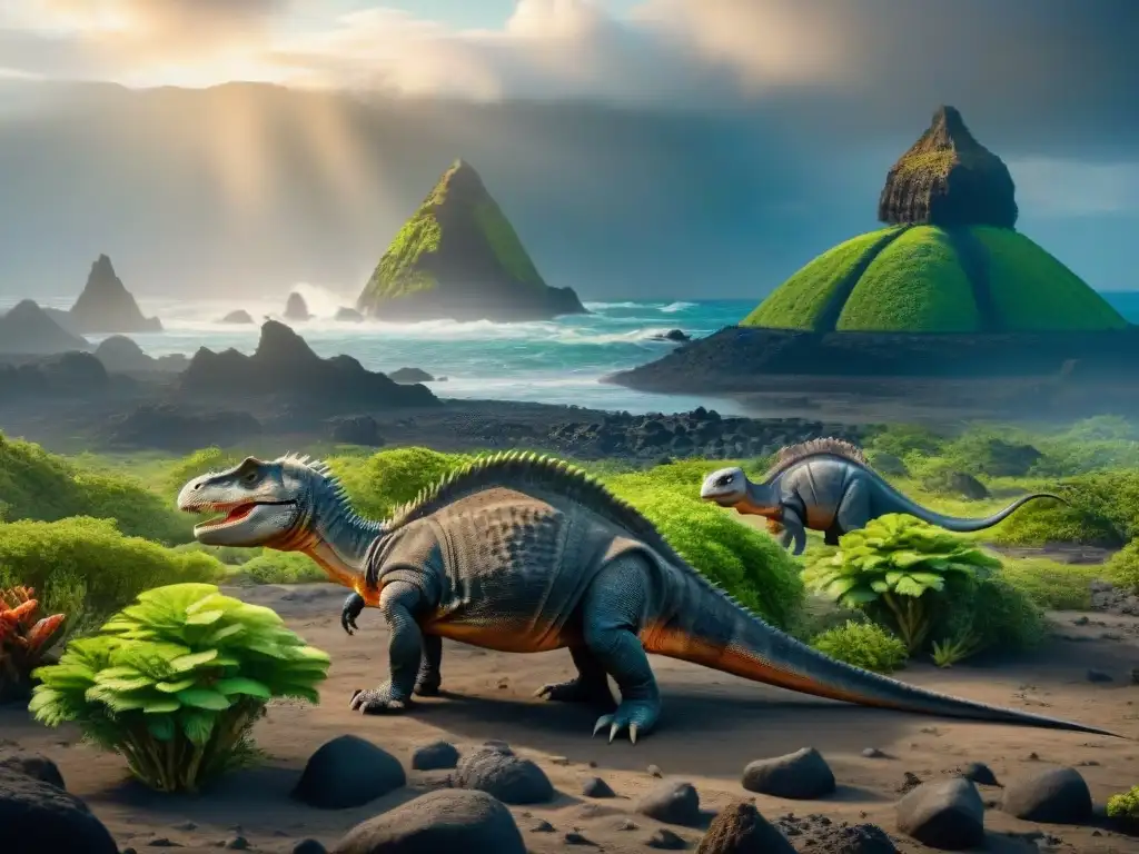Increíble escena de evolución: dinosaurios y vida en las islas Galápagos, una fusión entre lo antiguo y lo moderno