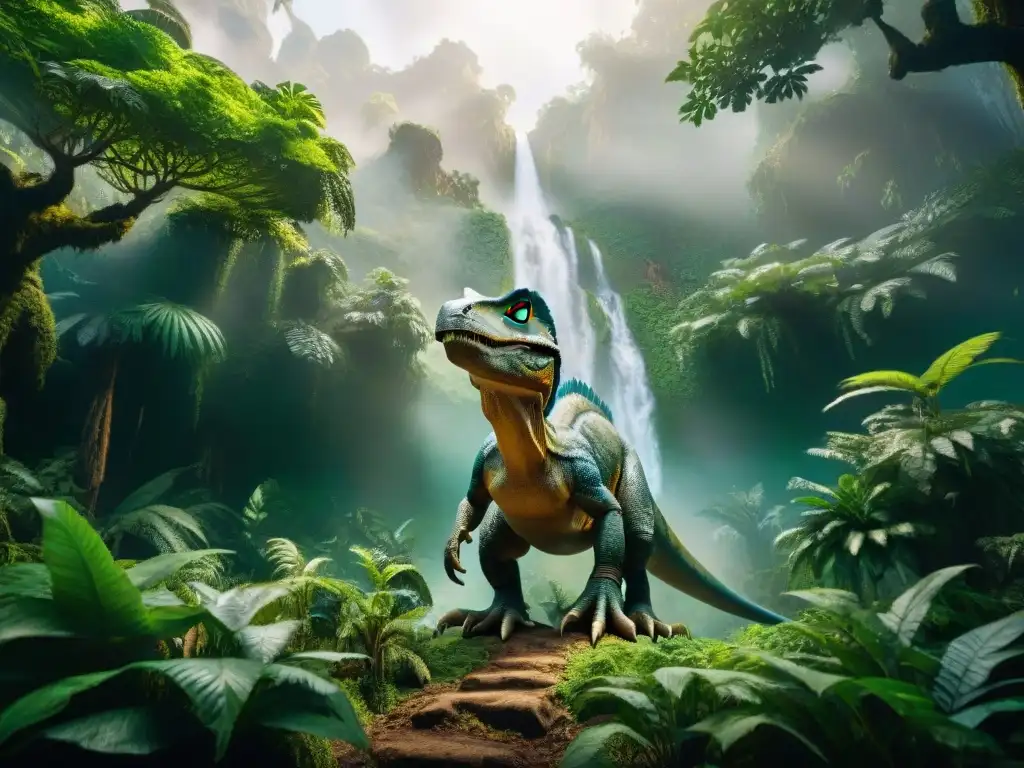 Jungla prehistórica: un mundo perdido de maravillas Explora mundos perdidos llenos de dinosaurios en esta imagen de una jungla exuberante y misteriosa