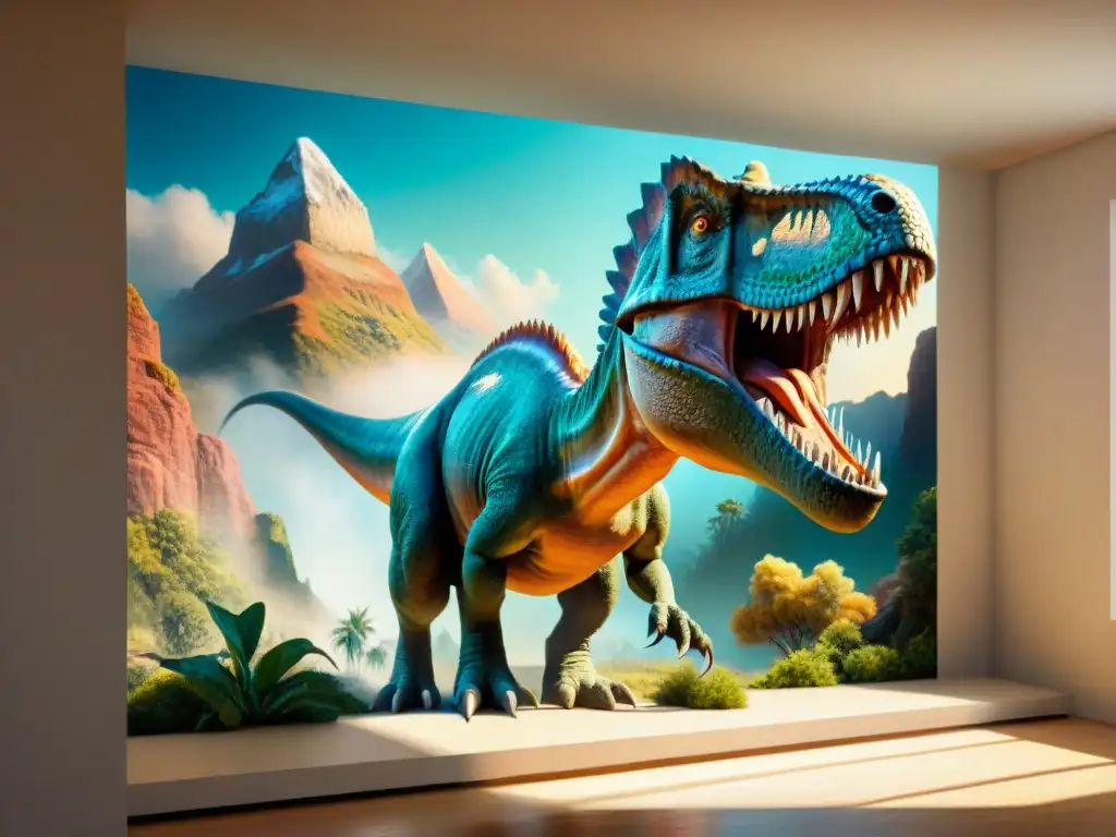 Paleoartista crea mural realista de dinosaurios prehistóricos en 8k Un paleoartista renombrado usando técnicas de paleoarte en dinosaurios para crear mural realista en museo