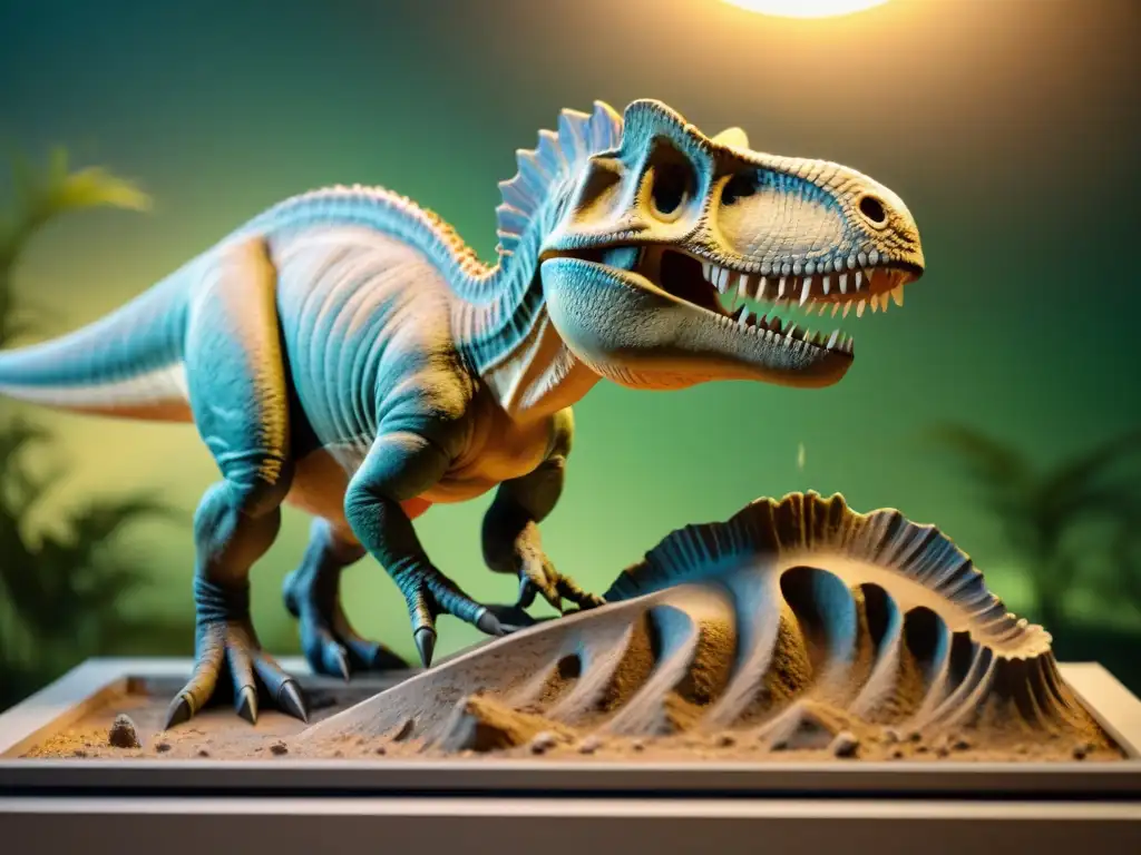 Descubriendo secretos prehistóricos: Paleontólogo desvela fósil de dinosaurio con precisión radiométrica Un paleontólogo meticuloso descubriendo fósil de dinosaurio con precisión