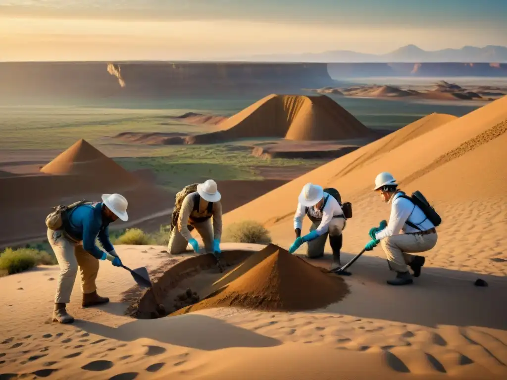 Excavación de fósil en desierto: descubriendo el pasado bajo el sol Paleontólogos descubren fósil bajo sol abrasador en desierto
