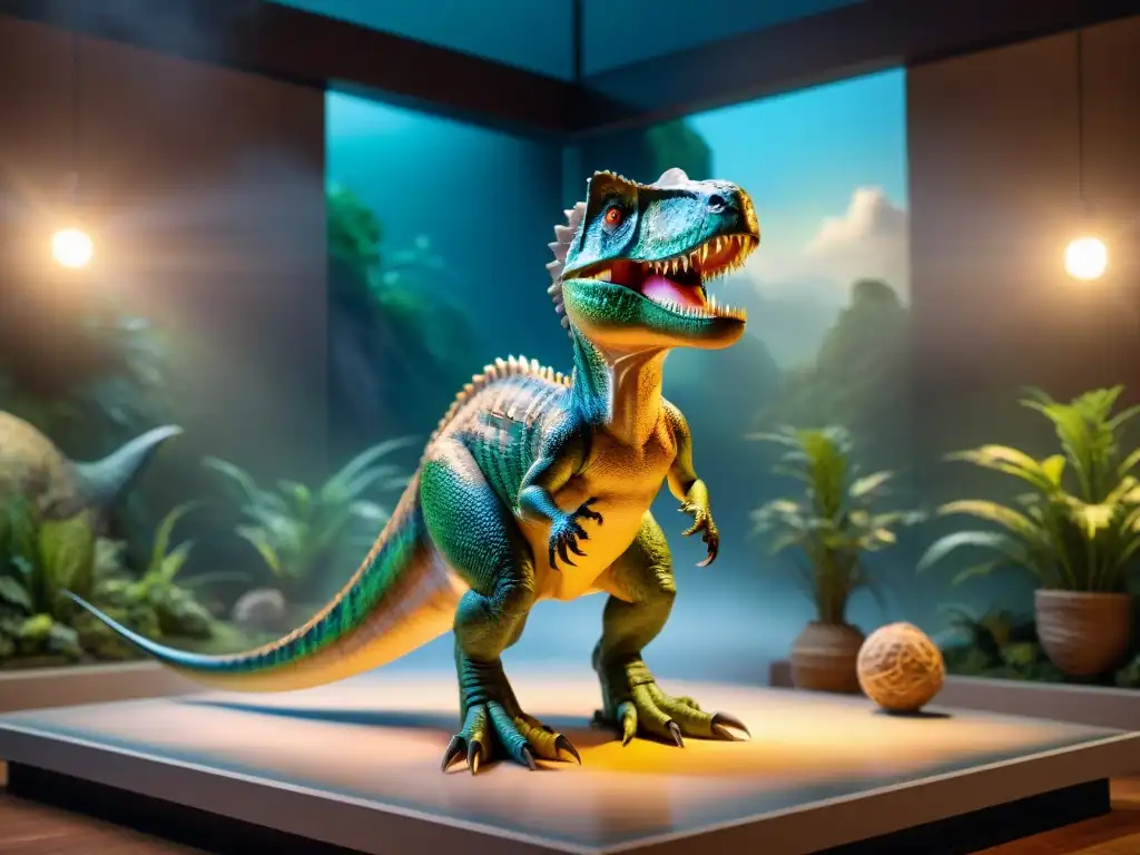 Vitrina de museo con réplicas de dinosaurios para coleccionar en detalle