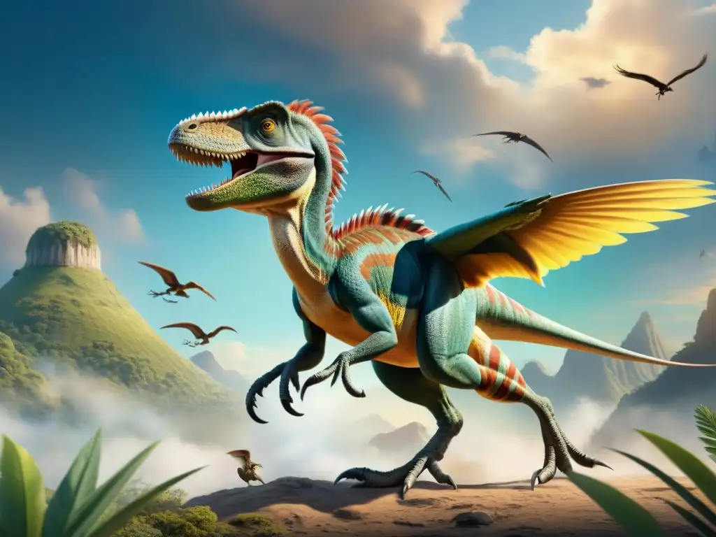De dinosaurio a ave: evolución del vuelo La evolución del vuelo en dinosaurios, desde la tierra al cielo con detalle y belleza prehistórica